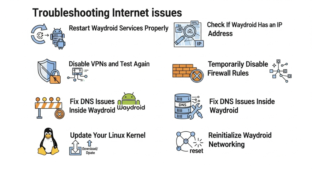 Step-by-Step Fixes for Waydroid Internet Issues