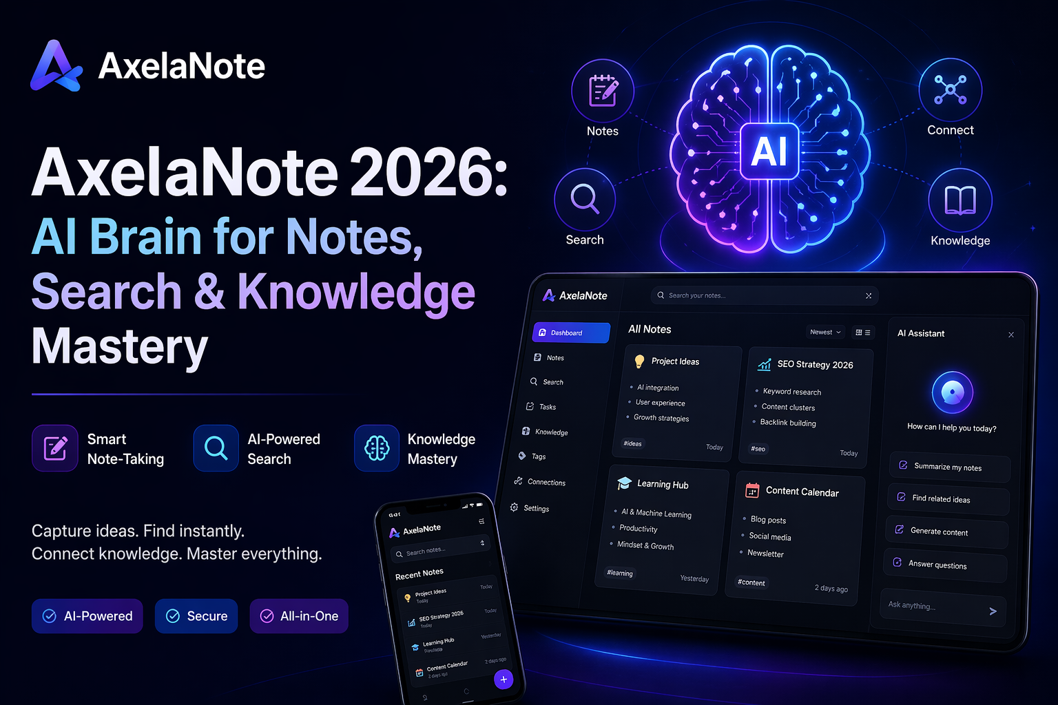 AxelaNote 2026: AI Brain for Notes, Search & Knowledge Mastery