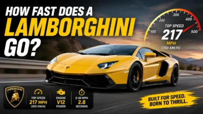 How Fast Does A Lamborghini Go? High-performance Lamborghini accelerating on a race track